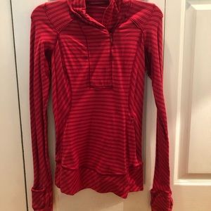 Lululemon red stripped pull over